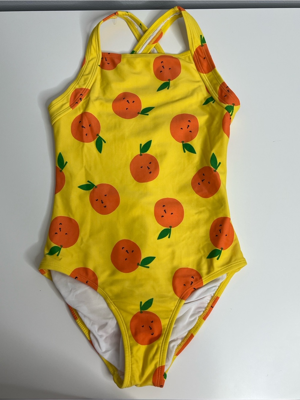 Hanna Andersson Girls Orange Print One Piece Swimsuit Yellow Size US 10 (140 cm)